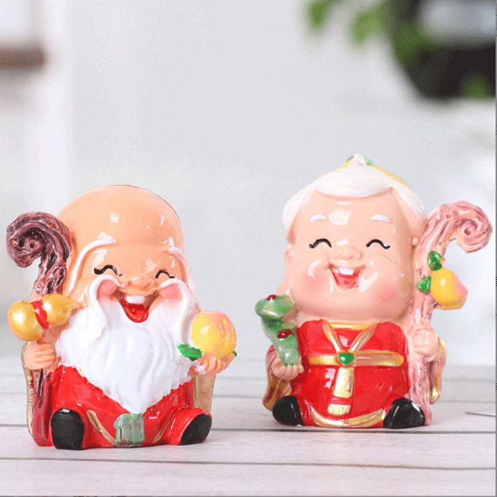 Tượng Phúc Lộc Thọ trang trí terrarium Tết