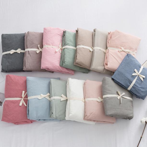 Bông Giặt Nước Màu Hai Người Ga Bọc Đệm Ga Trải Giường Miếng Giản Lược 100% Cotton Ga Trải Giường Đồng Bằng 100% Cotton Đơn Ga Giường Sản Phẩm Duy Nhất