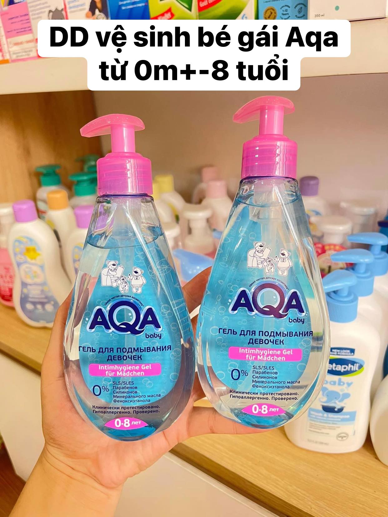 DUNG DỊCH VỆ SINH AQA DÀNH CHO BÉ GÁI TỪ 0-8 TUỔI