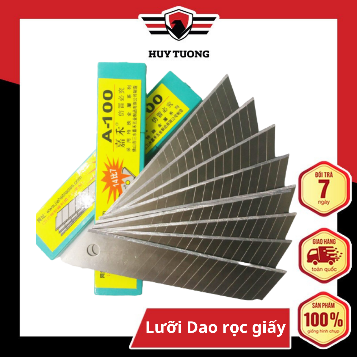 Bộ 10 hộp 100 lưỡi dao rọc giấy , lưỡi cây sủi tường - Huy Tưởng