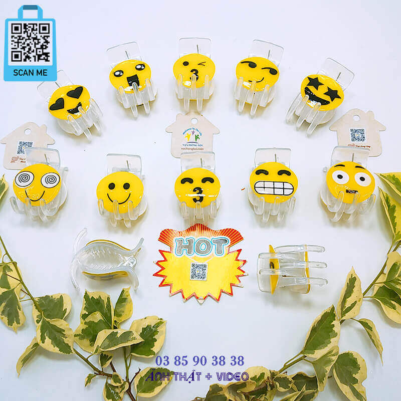 Kẹp tóc nữ hàn quốc cute, phụ kiện bé gái, gắp tóc nam, kẹp càng cua 5 răng icon mặt cười màu trắng siêu đẹp - thương hiệu Vợ Chồng Tôi