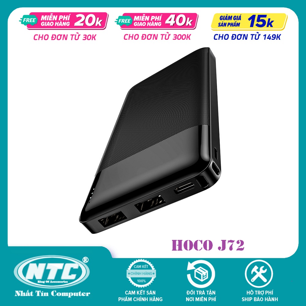 HoCo J72 easy travel rechargeable battery 10000mAh 2 ports Max 2A input/output-best computer