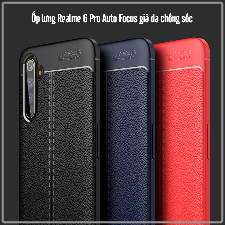 Ốp lưng cho Realme 6 Pro Giả da chống sốc