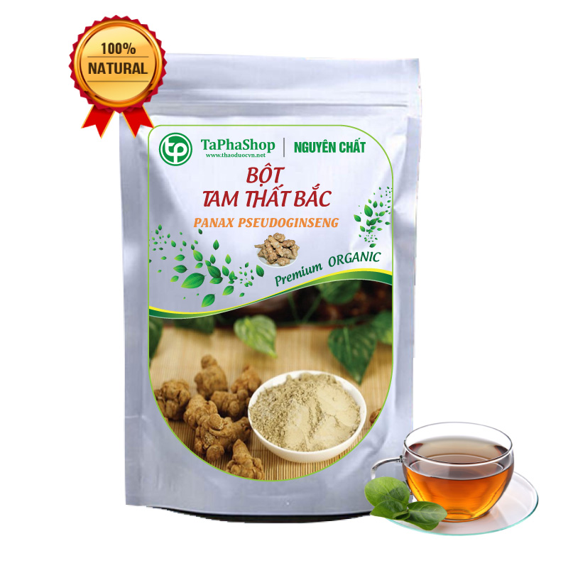 Bột tam thất nguyên chất 100g, cầm máu, giảm đau, tăng cường sức khỏe, cải thiện chức năng gan thận, hỗ trợ trị ung thư, 100% tự nhiên