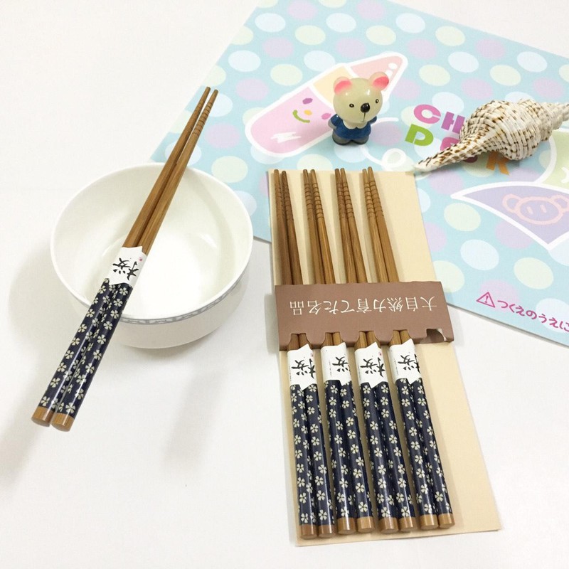 Set 5 đôi đũa hoa xanh TANAKA nội địa Nhật Bản