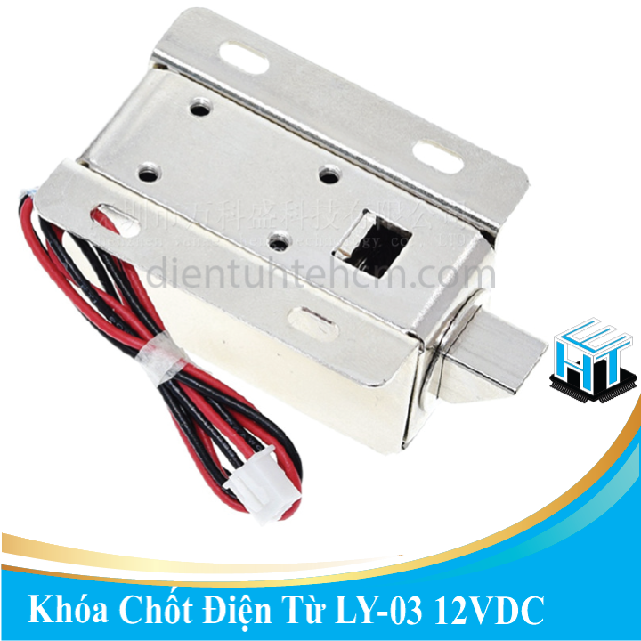 Khóa Chốt Điện Từ LY-03 12VDC (tiết kiệm năng lượng)