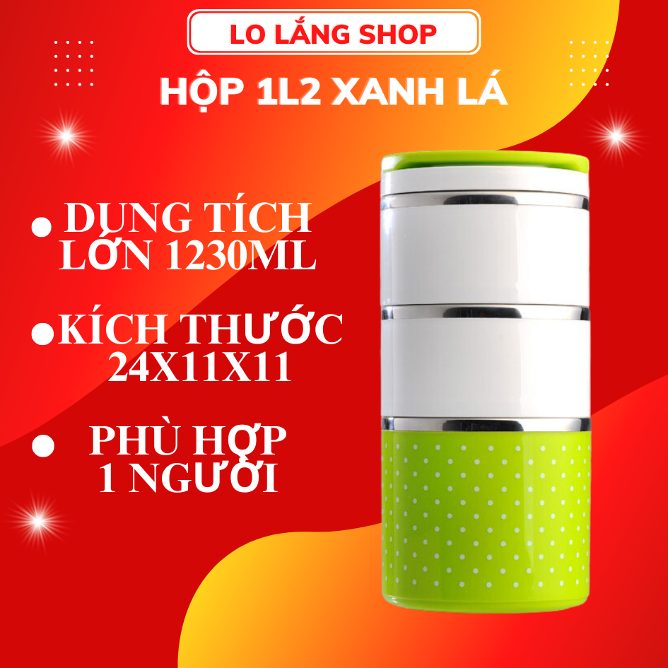 Hộp đựng cơm giữ nhiệt 3 ngăn inox 2 lớp dung tích 2000ml lớn có nắp đậy kín và có quai xách tiện lợi - hộp đựng cơm văn phòng cao cấp