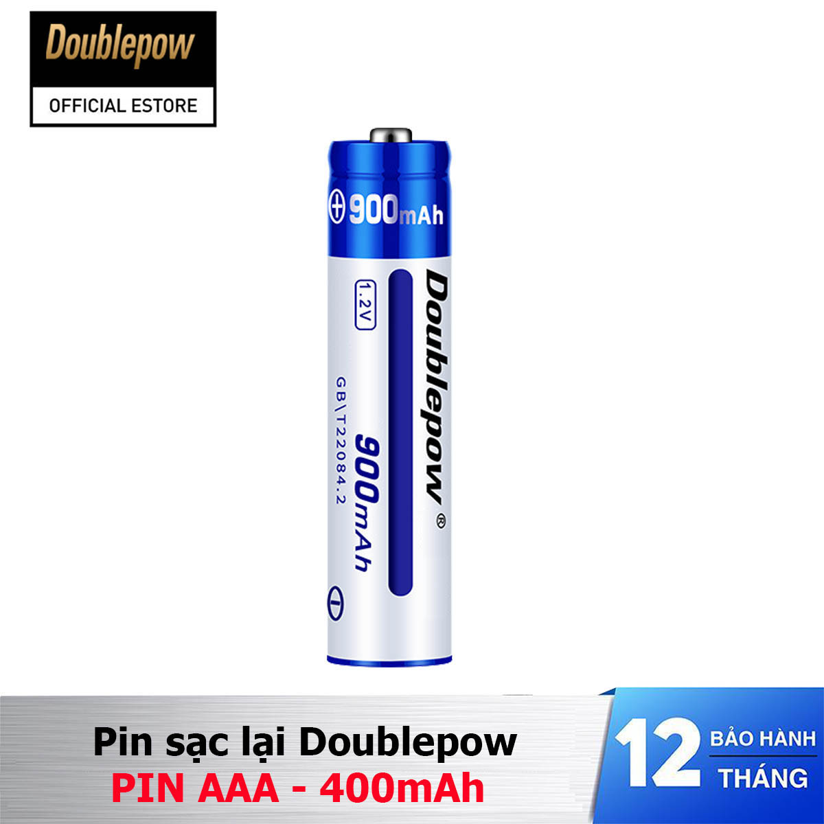 Pin sạc lại Doublepow AAA 900mAh (màu xanh) - Mua 4 viên tặng 01 vỏ hộp đựng pin