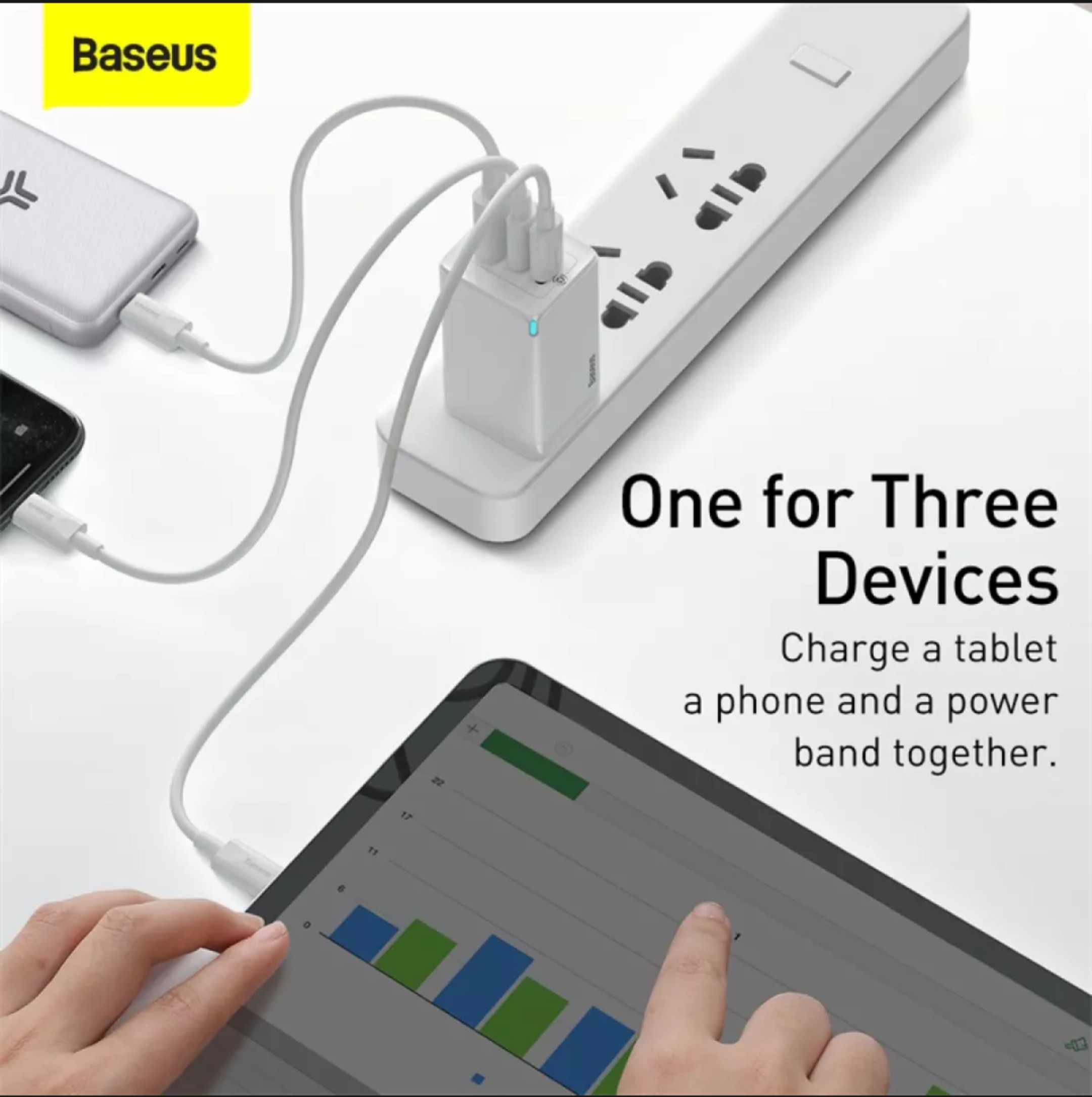 Cốc sạc Baseus GaN 2 Pro 65w 3 cổng output sạc nhanh
