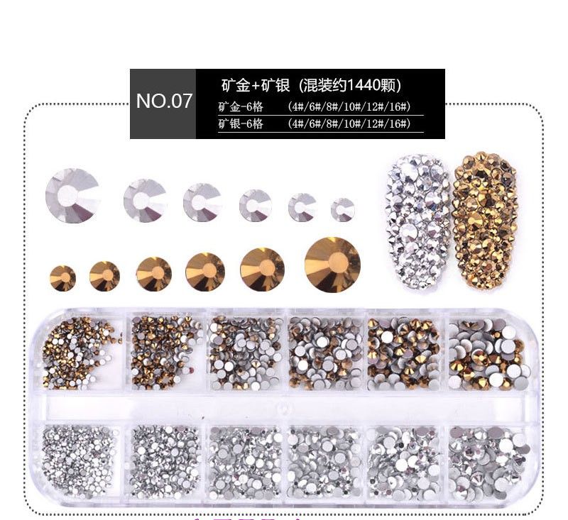 Khay đá đính móng nhiều màu nhiều size -phụ kiện nails