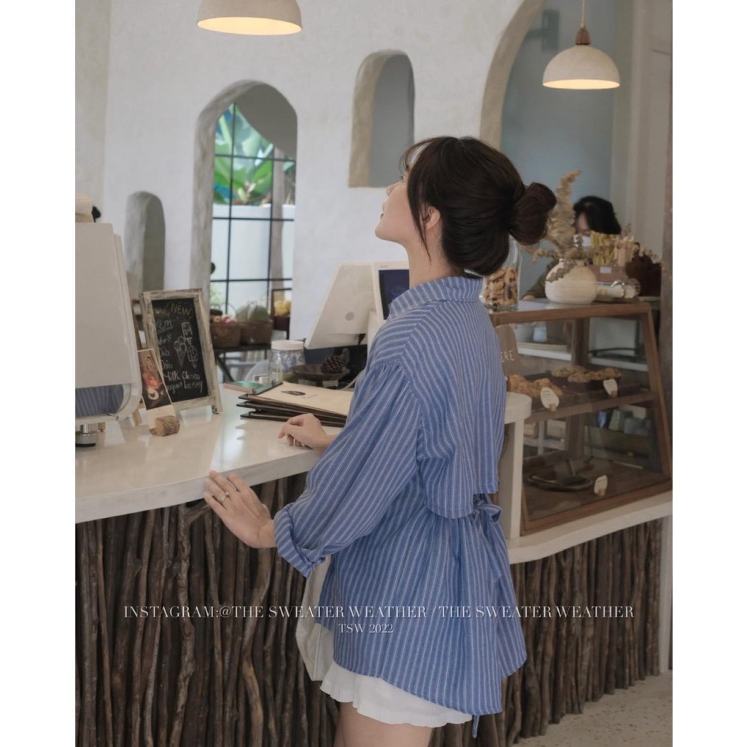 Áo sơ mi cut out lưng cá tính