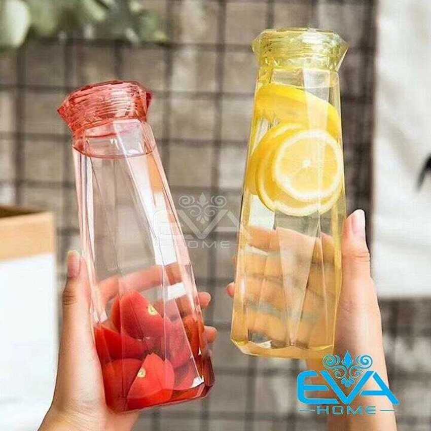 Glass Water Bottle 450ML new trend– Diamond shape – combo 2 bottles