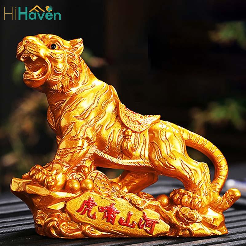 Tiger Năm của Linh vật Hổ Nước Tượng hổ cho sự giàu có và may mắn Đứng thủy tinh vàng May mắn Trang trí nội thất Món quà năm mới