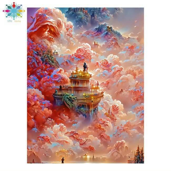 tranh đính đá có khung phong cảnh đẹp tuyệt vời kt 30x40 thích hợp treo phòng ngủ tranh chưa đính đủ phụ kiện