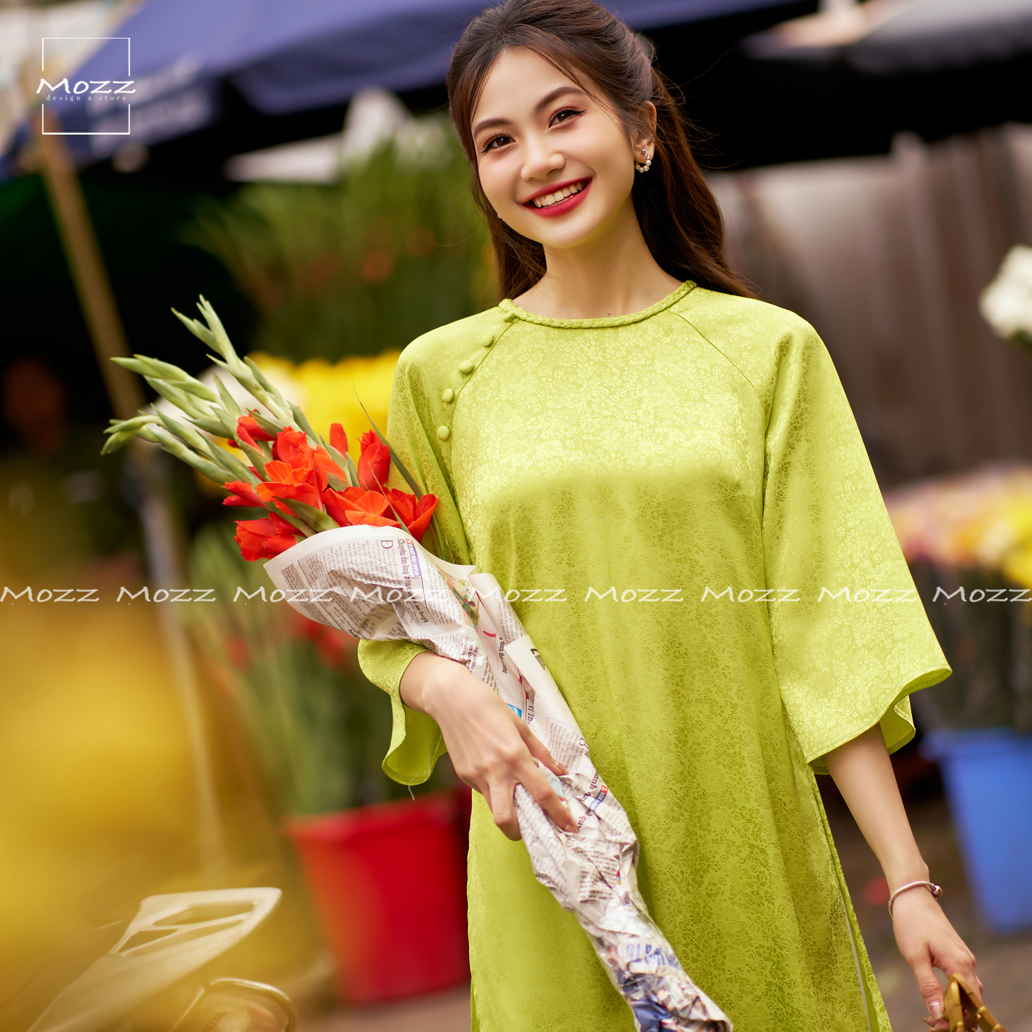 Mozz-Áo dài Thanh Mai xanh cốm