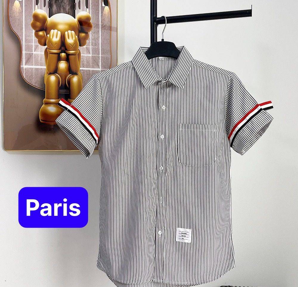 Áo Sơ Mi Thom Kẻ Sọc Tay ngắn Vải Cotton Lụa Cao Cấp Mẫu sang chảnh - Paris fashion