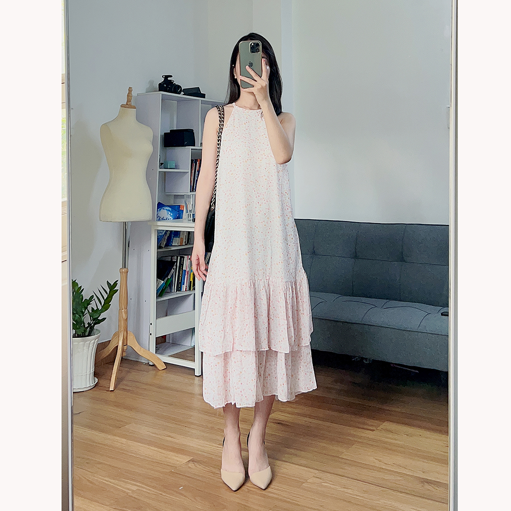 Đầm yếm, váy hoa nhí bèo nhún RD027