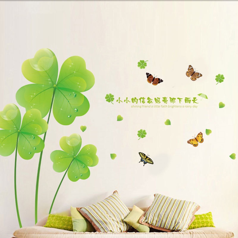 Decal dán tường cỏ 4 lá may mắn XL 8107