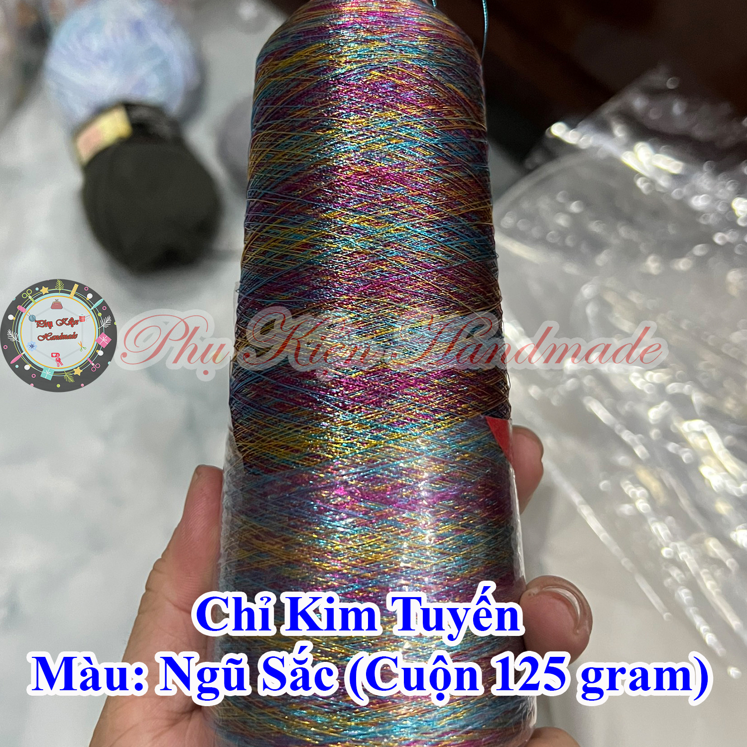 Chỉ kim tuyến móc kèm cuộn 140gram