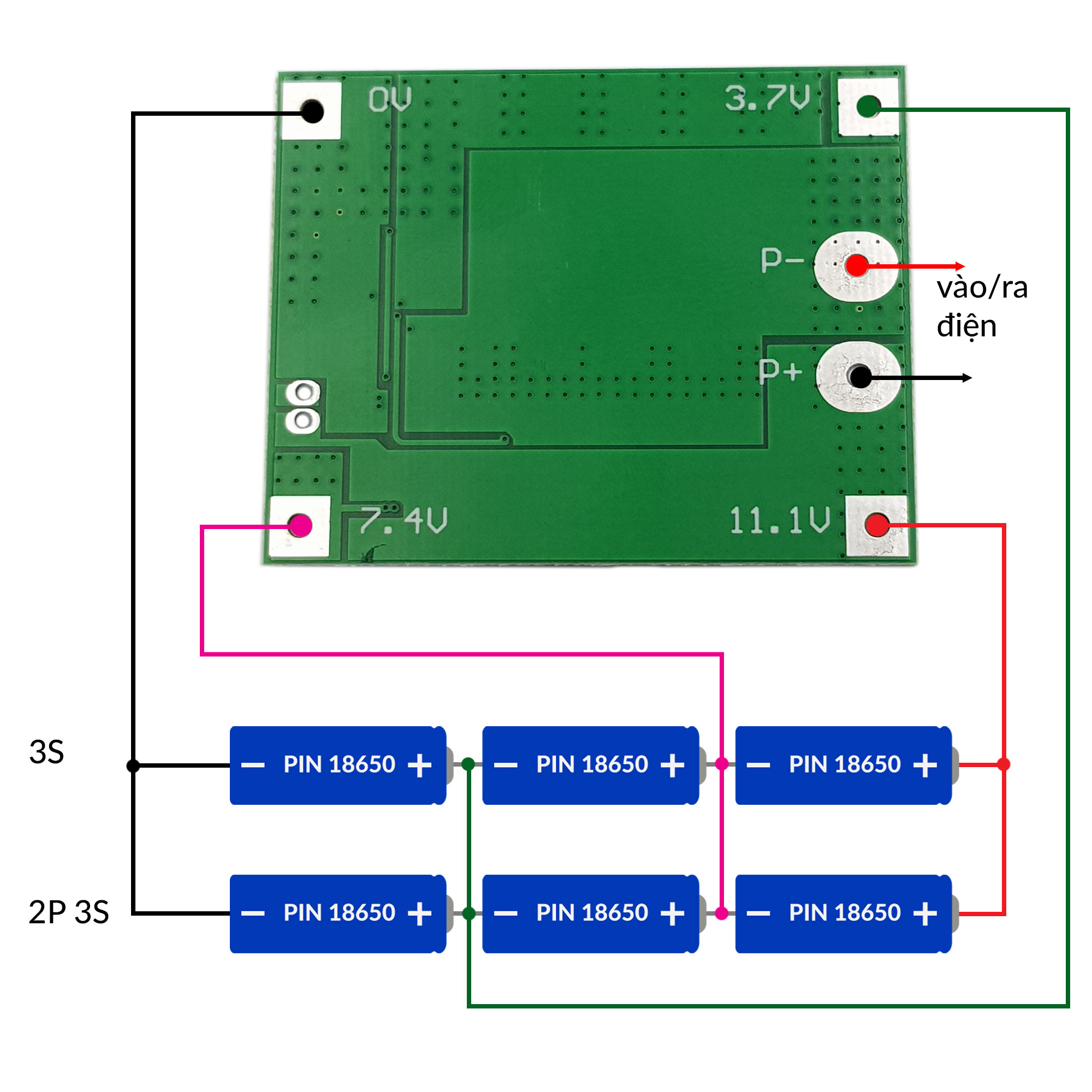 Mạch sạc xả và bảo vệ pin 3s 25A