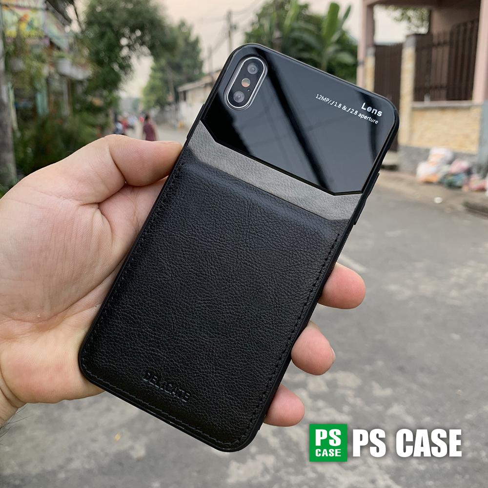 Ốp lưng da kính cao cấp dành cho iPhone X / iPhone XS - Màu đen - PS Case Phân Phối