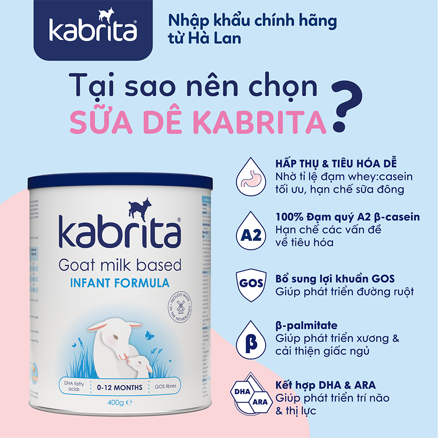 [DATE T7.2024] Sữa dê Kabrita cho trẻ từ 0-12 tháng - Lon 400g