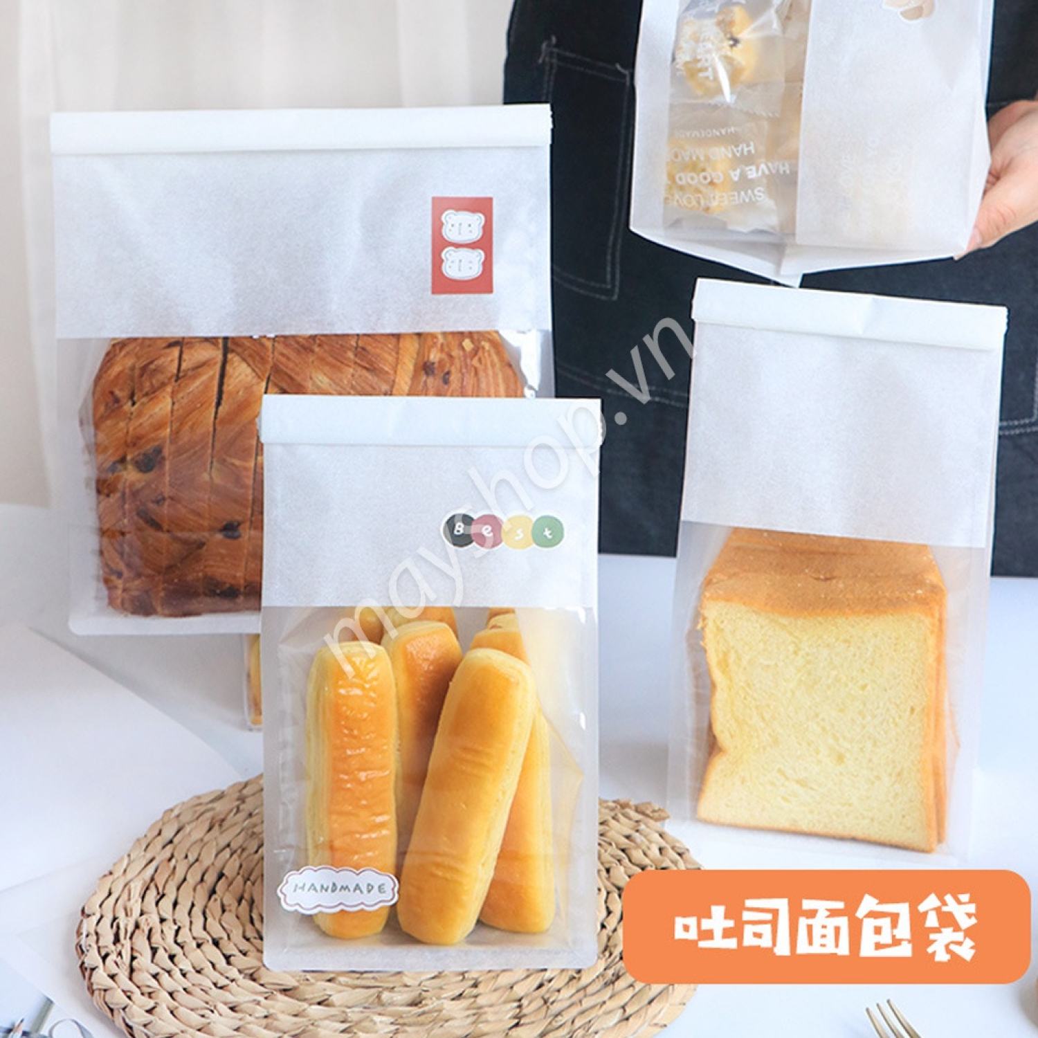 10 Túi giấy Kraft trắng đựng Sandwich
