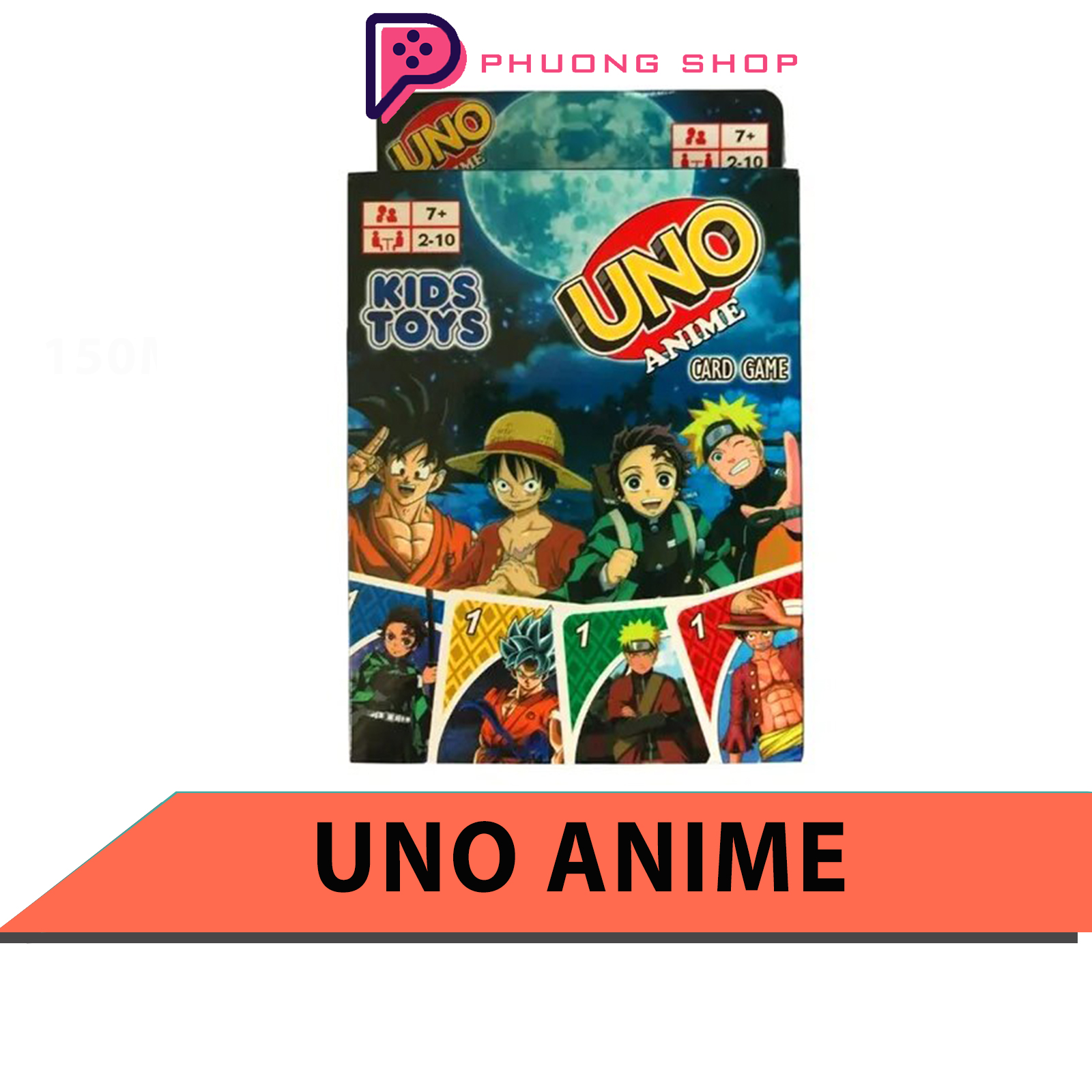 Bộ thẻ bài trò chơi uno anime new one piece, naruto, dragon ball, demon slayer