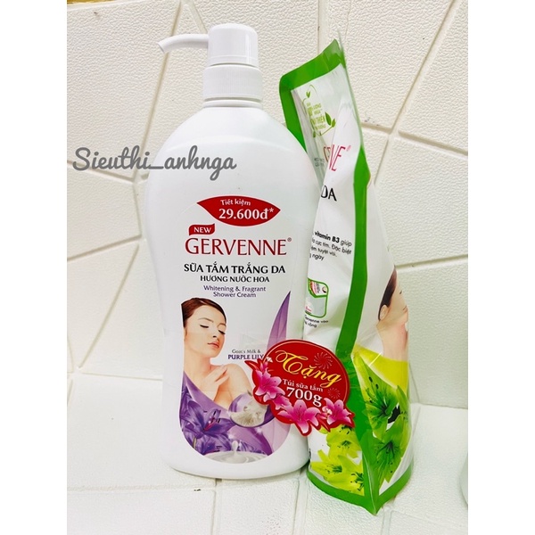 Sữa Tắm Trắng Da Gervenne 1,2 Lít ( Tặng Túi 700g)