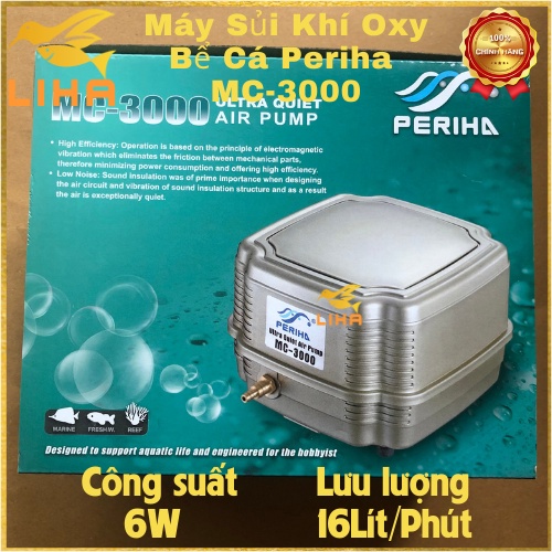 Máy Sủi Khí Oxy Bể Cá Periha MC3000 (6W-16Lít/Phút) - Máy Oxi Cho Hồ Cá