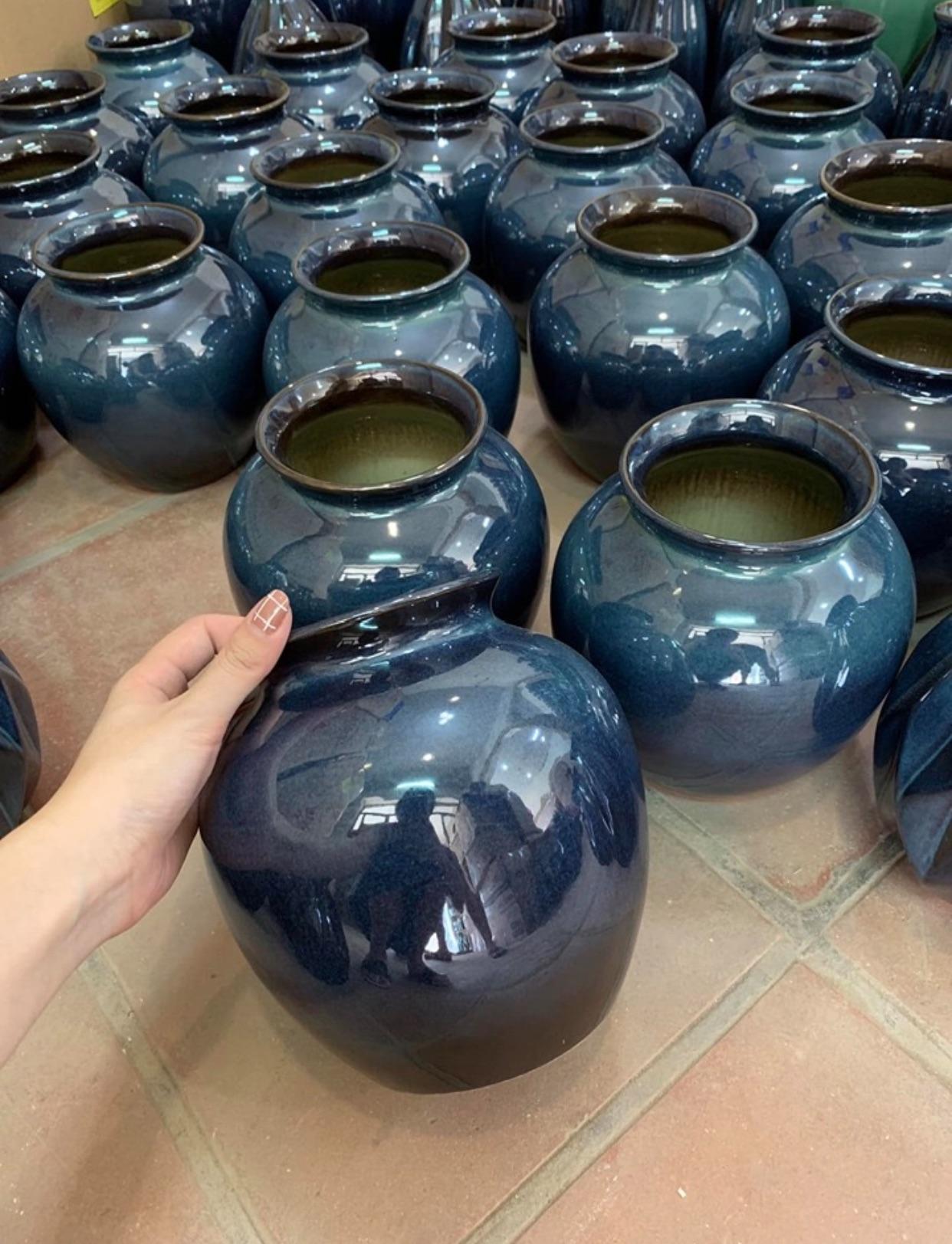 Lọ hoa dáng vò tròn gốm sứ Bát Tràng cao cấp