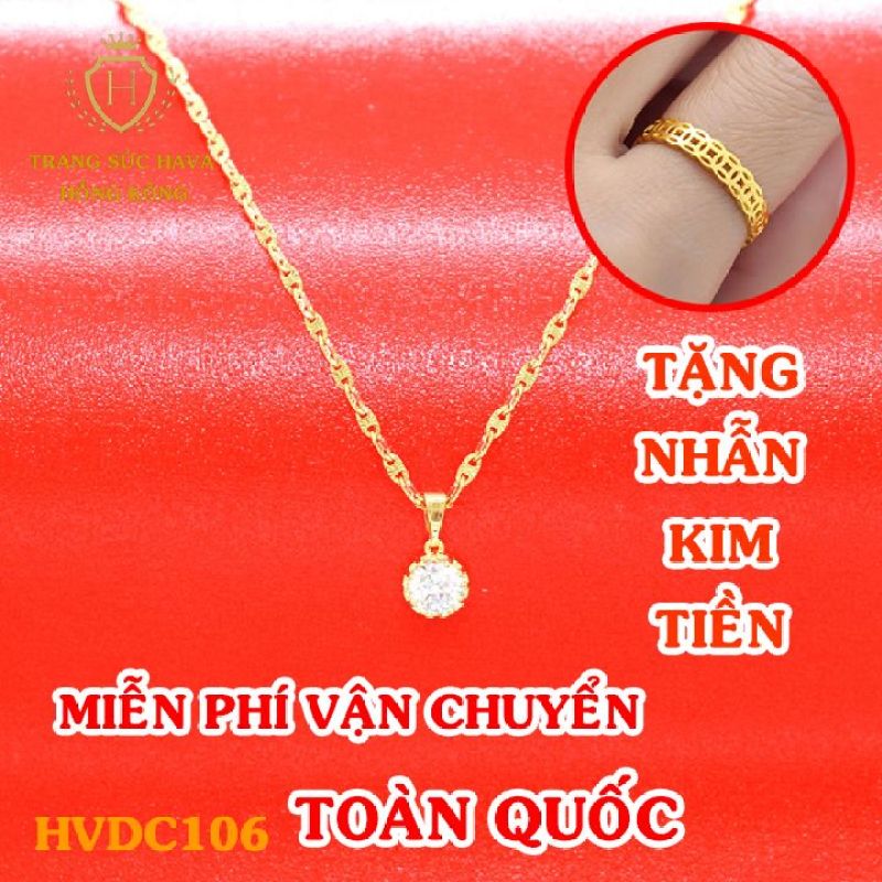 Dây Chuyền Nữ, Vòng Cổ Nữ Mặt Đính Đá Phong Cách, Titan Xi Mạ Vàng Non 10k, 18k, 24k Thật Cao Cấp (Không Bị Đen) - Trang Sức Hava Hong Kong