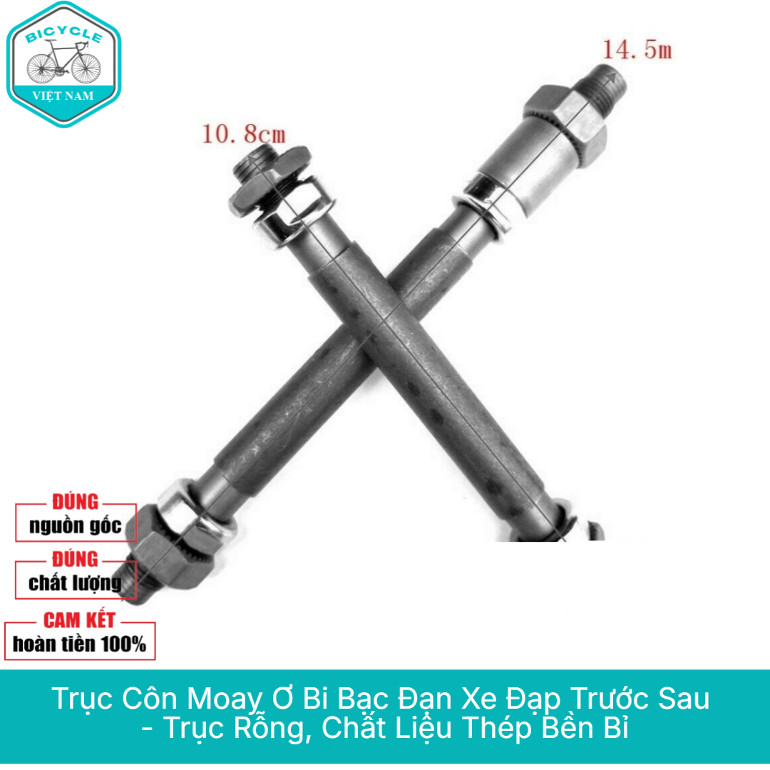 Bicycle Front and Rear Ball Bearing Tapered Shaft – Hollow Shaft, Durable Steel, Smooth Rotation