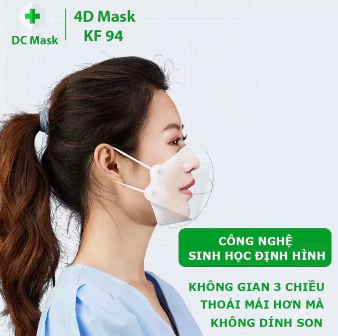 Khẩu Trang 4D MASK KF94 Công Nghệ Dập Hàng Quốc, Thiết Kế Thời Trang, Kháng Khuẩn