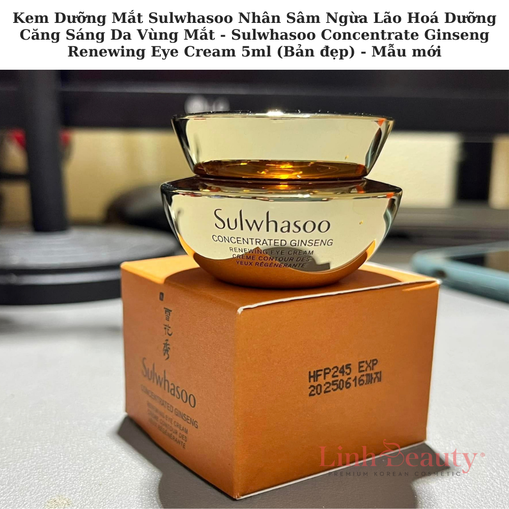 Kem Dưỡng Mắt Sulwhasoo Nhân Sâm Ngừa Lão Hoá Dưỡng Căng Sáng Da Vùng Mắt - Sulwhasoo Concentrate Ginseng Renewing Eye Cream 5ml