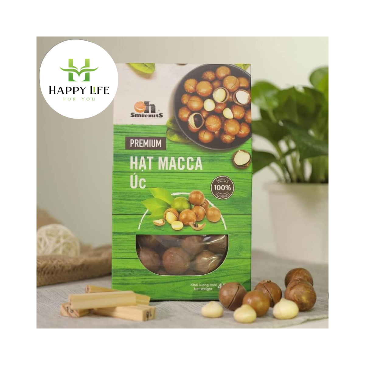 HẠT MACCA ÚC NỨT VỎ NƯỚNG hộp 500g