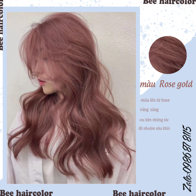 Kem Nhuộm tóc màu Rose Gold [ tặng kèm bao tay + oxy trợ nhuộm ]