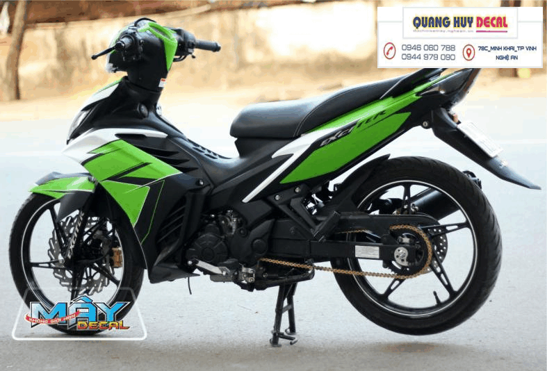 Tem TRÙM PHỦ xe  exciter 135 xanh đen chế đẹp- Tem  dán xe máy exciter 135 thiết kế theo yêu cầu - tem xe exciter 135 xanh đen LÁ AMBC