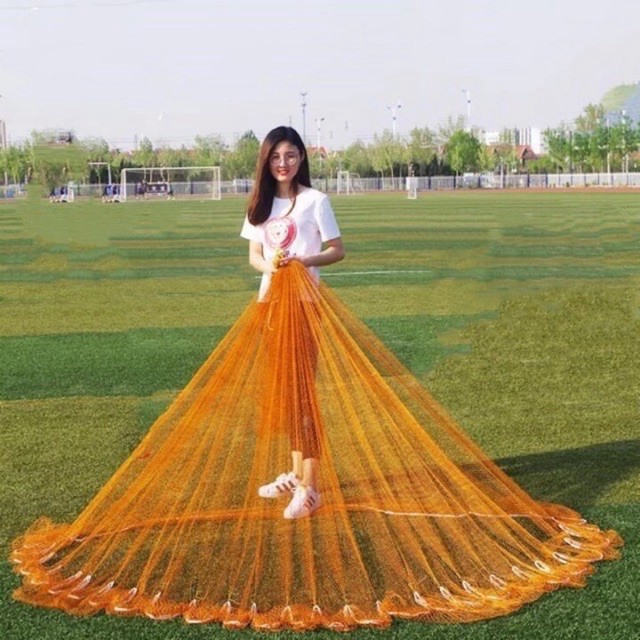 Chài đánh cá dù vàng bung 8m cao 4m 5kg nặng chất liệu bằng dù thái lan . giá rẻ