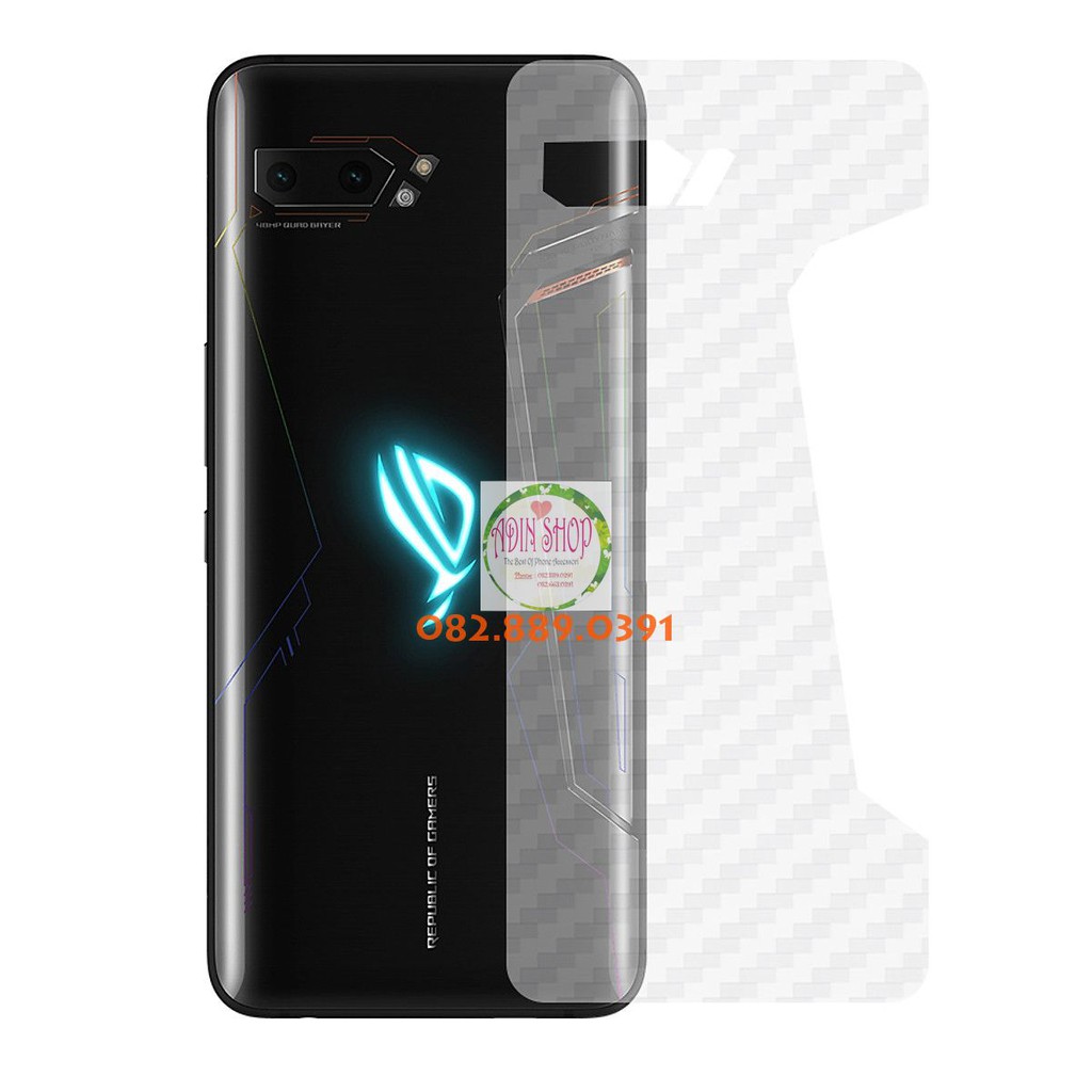 [HCM]Miếng dán mặt lưng skin carbon Asus Rog Phone 2 trong 3D đen