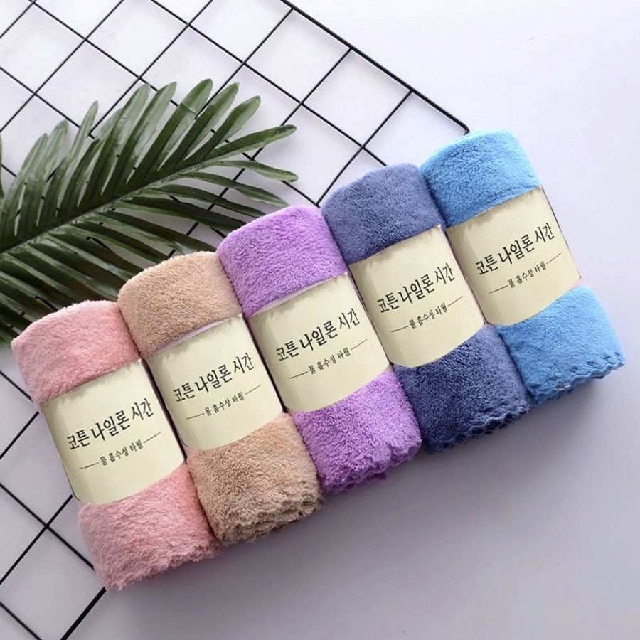 Combo 5 Khăn Mặt Cotton Cao Cấp Xuất Hàn 30*50cm
