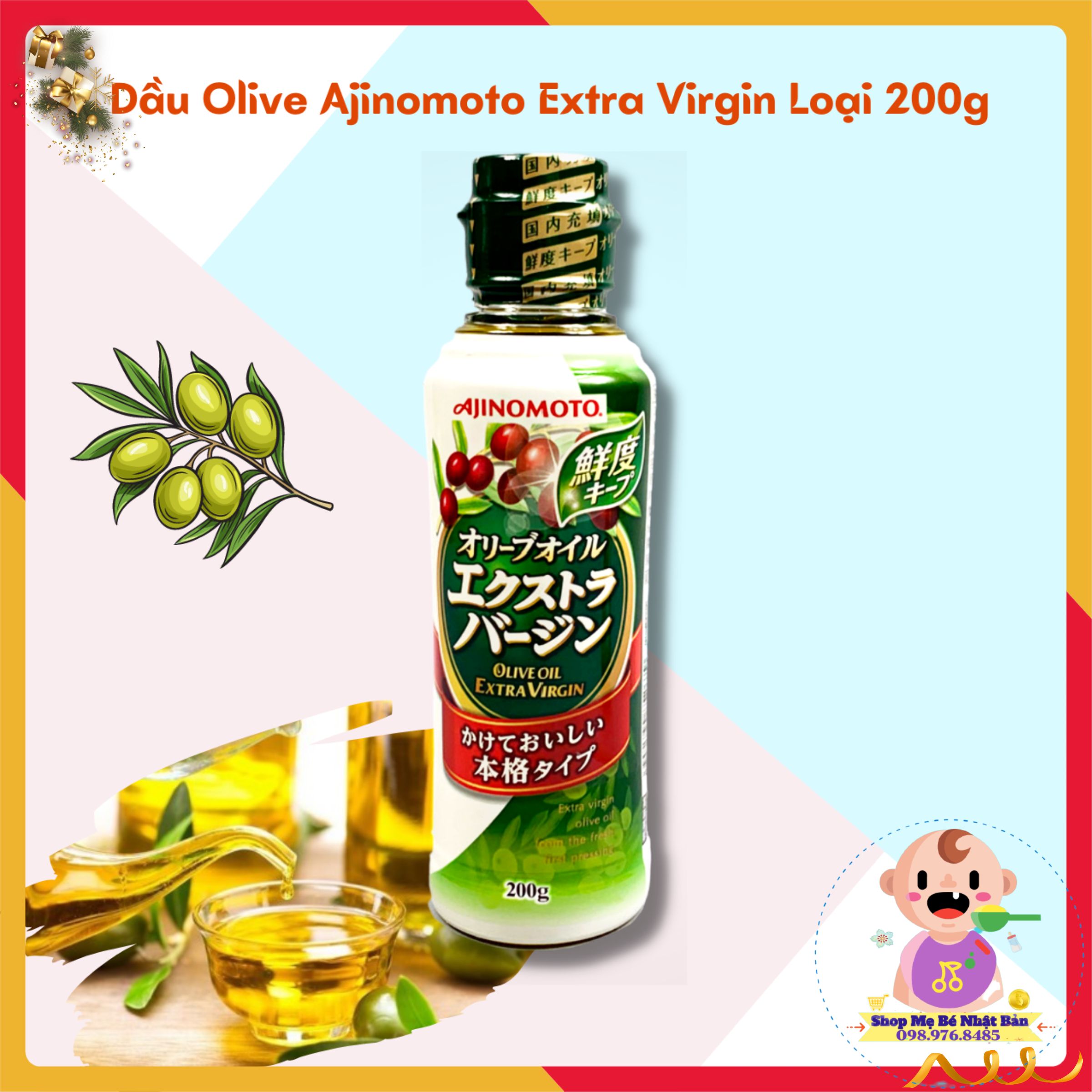 Dầu Olive Ajinomoto Extra Virgin Nguyên Chất Từ Nhật Bản - Chai 200g