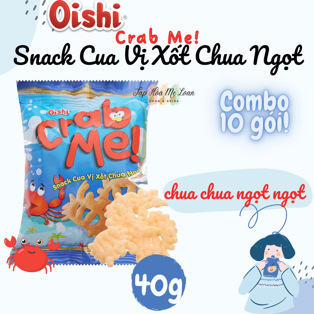 COMBO 10 Gói X 40g Bánh Snack Bim Bim Cua Vị Xốt Chua Ngọt Oishi