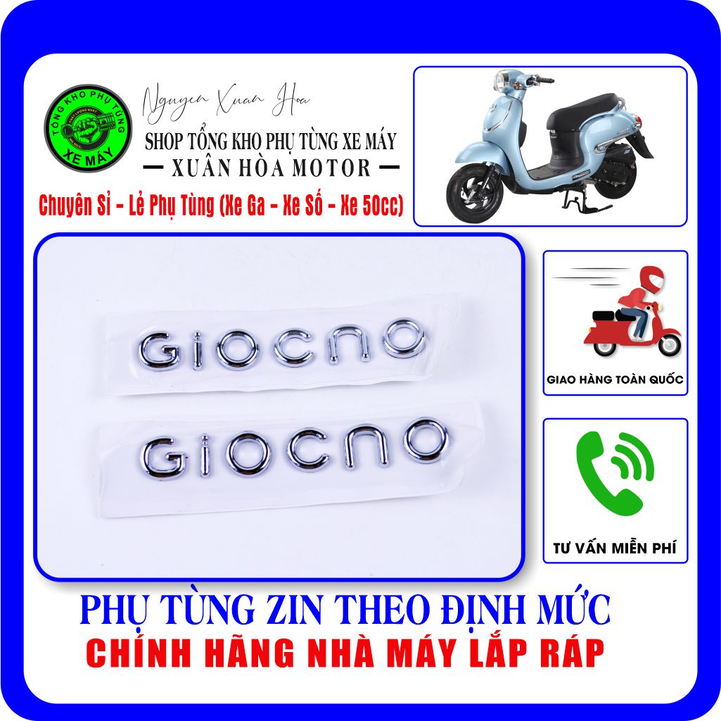 Tem Giorno 50cc/ Giorno Smile/ Giorno Golden/ Mono 50cc (Mạ Niken Crom sáng bóng, hàng nhập khẩu, chính hãng nhà máy)