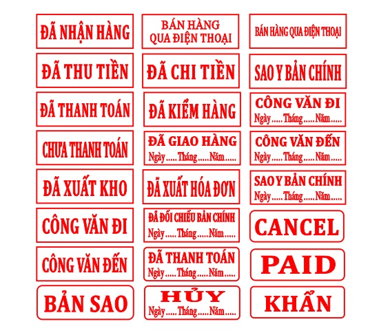 [HCM]Con dấu ĐÃ THU TIỀN - ĐÃ THANH TOÁN