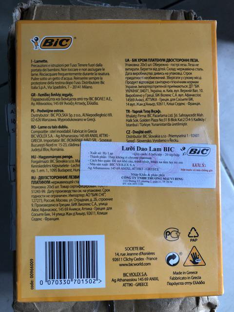 [HCM]Lưỡi Lam Bic (20 Hộp x 5 Lưỡi)