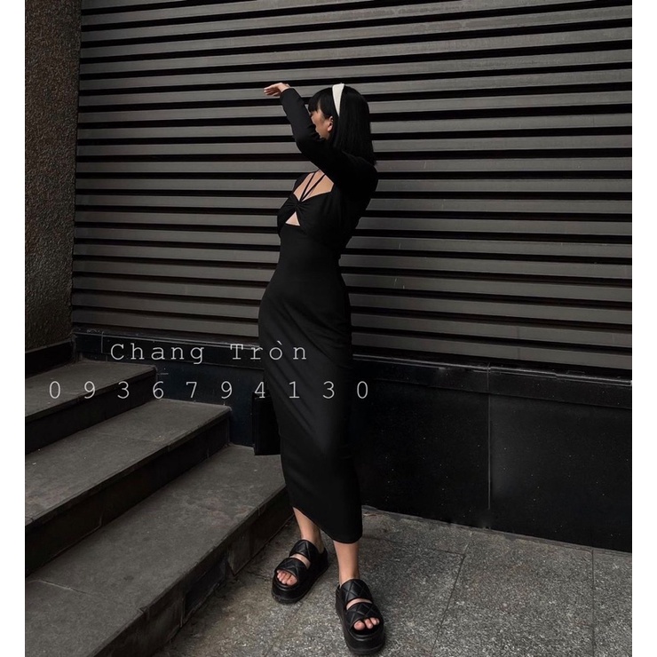 Đầm Body Cột Cổ Dài Bigsize - Chang tròn