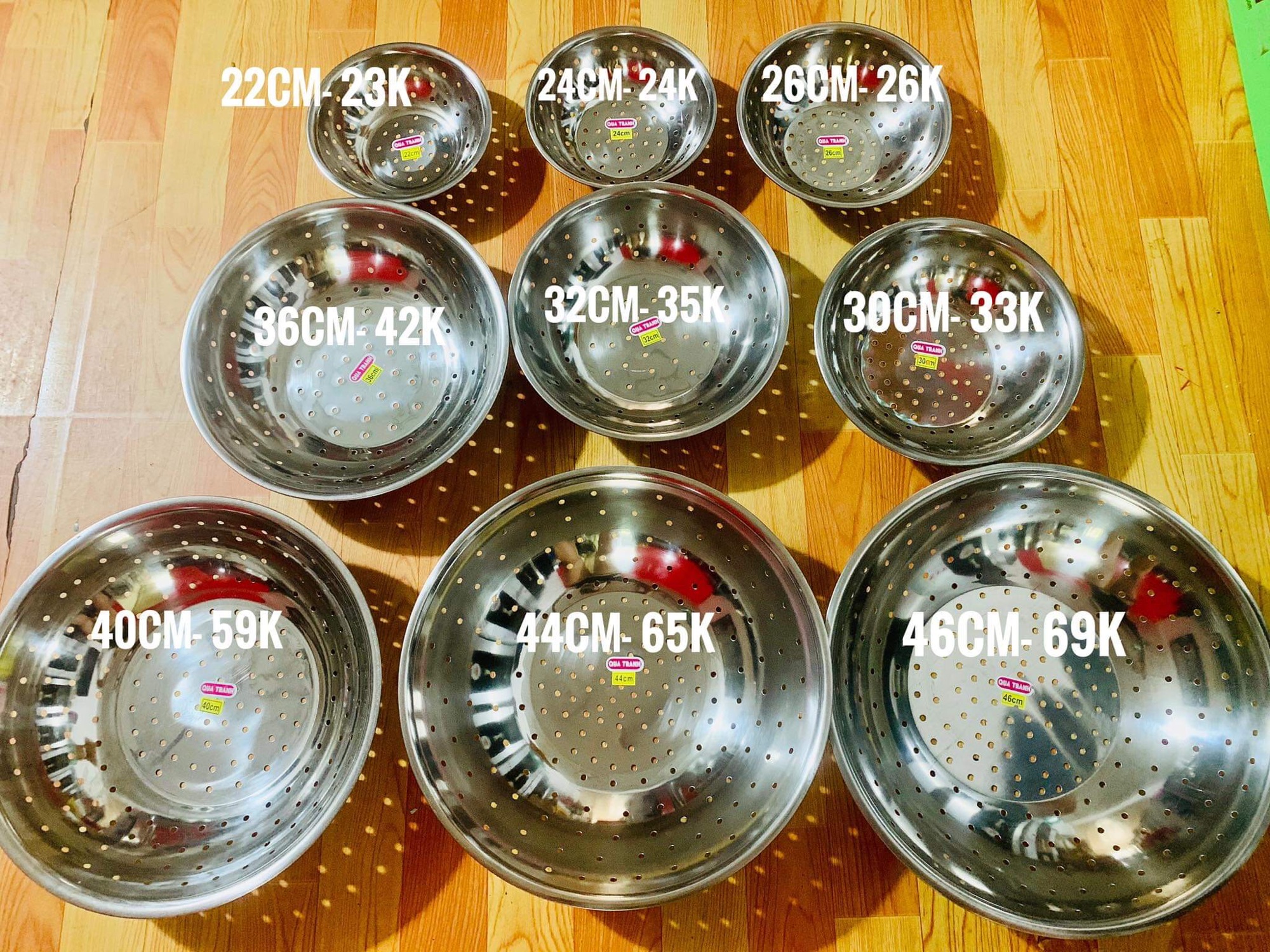Rổ inox 34cm cao cấp, dày dặn