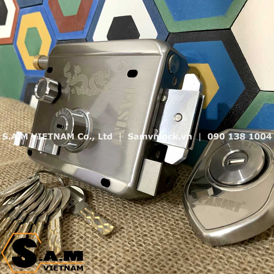 Khoá Cổng Lùa Inox 304 Pasini 699-2M (Chốt Móc)