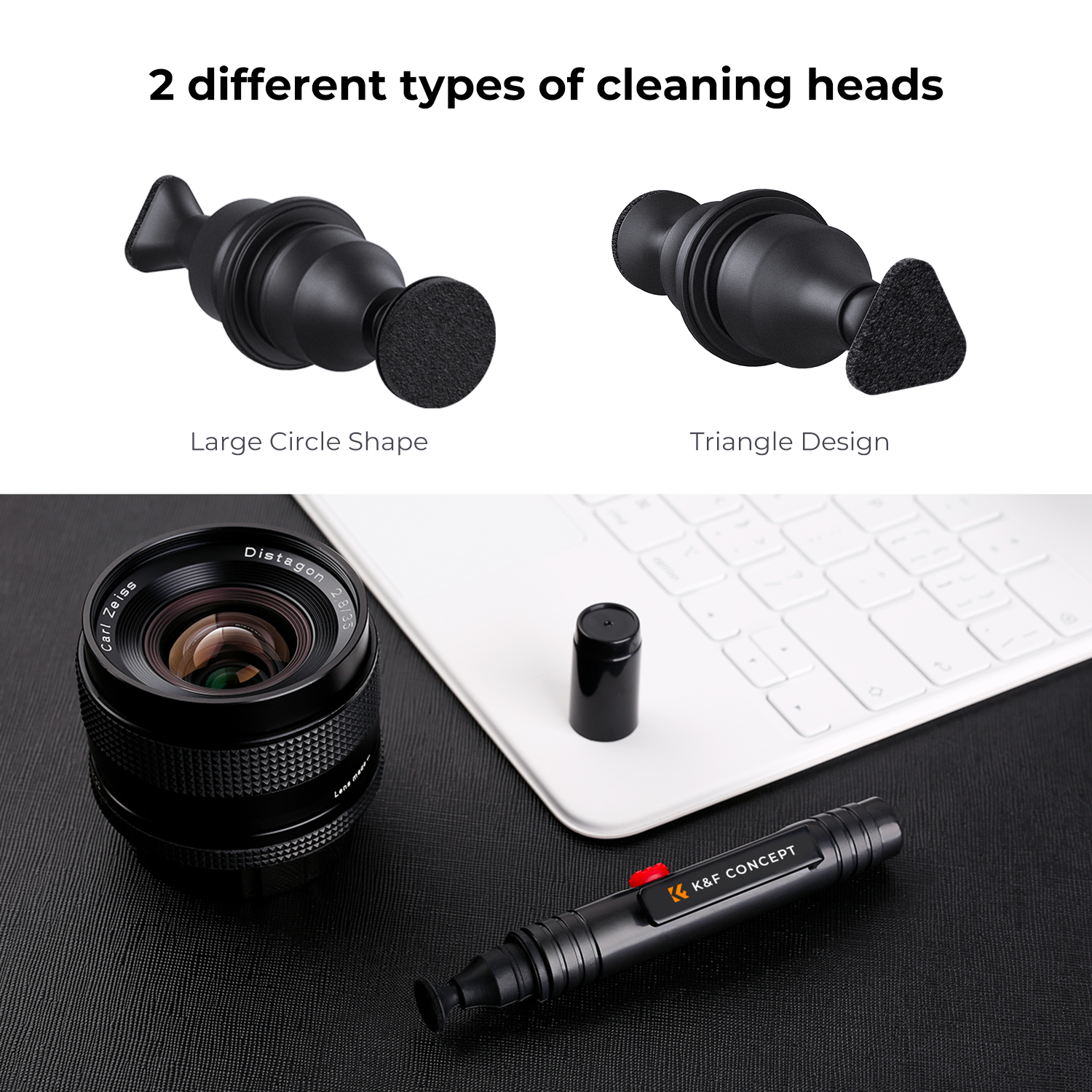 K&F Concept Lens Cleaning Pen with Retractable Soft Brush for Dslr Cameras and Sensitive Electronics Optics Cleaning Tool